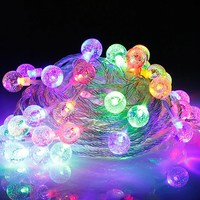 UB Ghirlanda 20m 120 LED RGB Instalatie cu Globulete Cristal Fir Alb